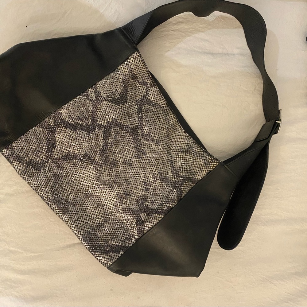 Black and silver all leather large Tous Bag